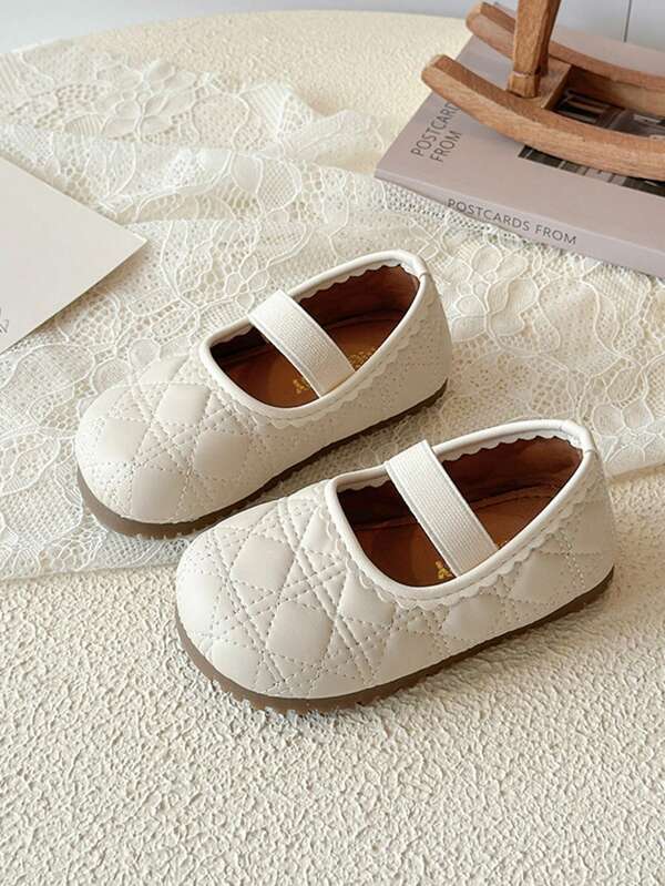 Scarpe basse Mary Jane da ragazza con jacquard trapuntato a diamanti