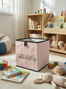 1pc Cartoon Animal Print Open Storage Bin, Baby Diaper & Toy Organizer Basket, Foldable, Stackable, Drawer-Style Durable Multi-Function Storage Box, Space-Saving Design For Home, Dorm, Home Organization, Under-Bed Storage - Multicolor - View 16