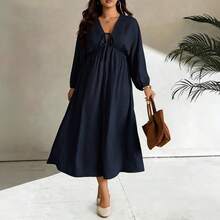 Women Midi Dresses - Navy Blue - View 1
