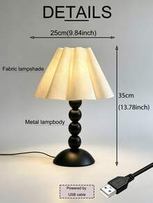 1pc USB Powered Minimalist Desk Lamp, Modern Ins Style Vintage Creative High-End Simple Decor Night Light For Bedroom Bedside Room Desktop - Black - View 12