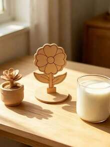 6 Types Of Floral Shaped Natural Wood Blank, Unpainted Natural Wood Floral Handmade Materials, DIY Free Painting, Suitable For Home Decor, Personalized Photo Display, Art Project Gifts, Birthday And Graduation Ceremonies And Other Occasions. - Multicolor - View 9