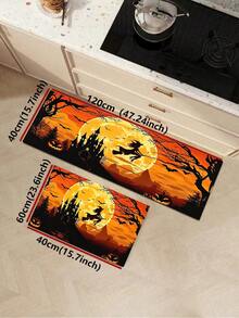 1/2pcs Halloween Witch Pattern, Vintage Diatomaceous Earth Mat, Super Absorbent, Non-Slip, Perfect For Bathroom, Kitchen And Dining Room, Quick Dry, Machine Washable, Ideal Gift For Home Decor And Bathroom Mat - Multicolor - View 14