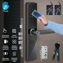 Smart Door Lock, Keyless Entry Smart Lock, Fingerprint Door Lock With Handle, App Control & Mechanical Key Backup, 5-In-1 Entry Front Door Lock Set, Electric Door Knob For Front - Black - View 10