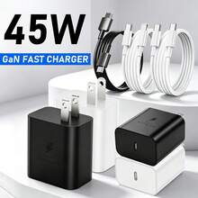 1 Set, Brand New 45W GaN Ultra Fast Charging Kit, US Standard Plug, Wall Charger, Compatible With IPhone 17/16/15/14/13/12 Series, Compatible With Samsung Series, Suitable For Mobile Phones/Tablets/Headphones And Other Devices, Suitable For Travel/Dormitory/Home Multi Scenario Use - US A Type Plug(110-127V) - View 1