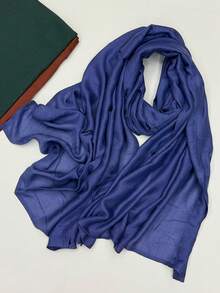 1 pieza Pañuelo musulmán de borde ancho de doble cara, casual, cómodo, versátil, de unicolor, delgado, transpirable, suave, para uso diario, vacaciones y viajes, envoltura para la cabeza, primavera y verano, nuevo pañuelo para mujer - Multicolor - Ver 35