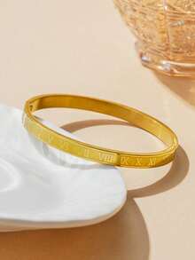 1pc/5pcs New Stainless Steel Waterproof Non-Fading Multi-Style Design (Roman Numerals, Single Row Rhinestone, Inlaid Rhinestone, Etc.) Versatile Commuter Luxury Accessory, Layering Essential, Hypoallergenic, Niche Design, Holiday Gift - Gold - View 10