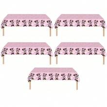 Pink Cartoon MN Birthday Party Disposable Tablecloth, Rectangular Waterproof Mini Tablecloth Cover For Indoor Outdoor Party Supplies Birthday Party Decorations - As Shown In the Figure - View 10