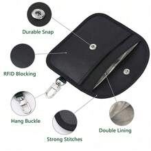 Pack Of 2 Portable PU Car Key Protection Bags Equipped With Carry Hook,Durable Vehicle Key Fob Cover Pouch For Outdoor Travel And Everyday Key Storage - Black - View 2