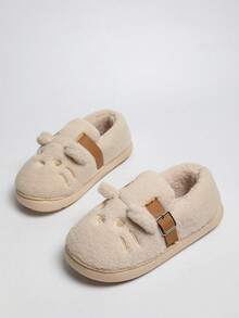 1 Pair Women Beige Casual Closed Toe Shoes Cartoon Pattern Adjustable Strap House Footwear - Beige - View 8