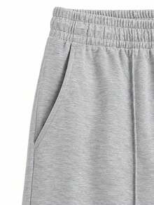 Men's Grey Loose Wide Leg Sweatpants, Casual Lounge Pants, Front Seam Design, Drawstring Waist, Side Pockets Sports Fall - Light Grey - View 6