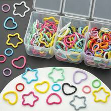 100/200pcs/Box Key Ring Set, Includes Heart-Shaped Embossed And Five-Point Star Embossed Closed Rings, Suitable For Braided Painted Embossed Ring Keychains - Multicolor - View 11