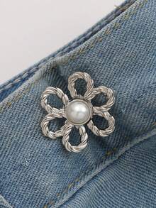 5/3pcs Adjustable Elastic Waist Flower Buckle Clip, No-Sew Removable Waist Cincher, Fashionable Pants Waist Buckle Clip - Multicolor - View 11