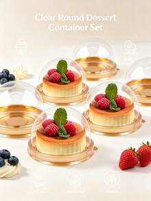 100/50pcs Gold Dessert Cake Boxes, Gold Pudding Boxes, Transparent Mousse Cake Boxes, Suitable For Wedding, Christmas Gifts, Also Suitable For Cake, Candy And Chocolate Packaging, Ideal Choice For Wedding, Party And Gifts, - Multicolor - View 3