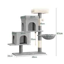 HEXCELEN 95cm Cat Tree For Indoor Cats, Cat Tower With Adjustable Base, Soft Large Platform, Plush Ball, Cat Bed, Scratching Post, Basket, Sisal Rope, Spacious And Sturdy - Light Grey - View 5