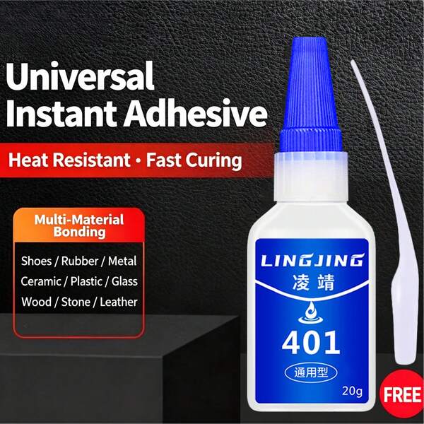 Glue Super 401 Glue Instant Adhesive Fast Drying Strong Bond Cyanoacrylate Glue For Shoe Repair Plastic Metal Wood Ceramic Leather Rubber Jewelry Phone DIY Craft Clear Waterproof Quick Fix Multi-Purpose