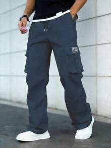 Men's Casual Summer Lightweight Cargo Pants Fashion Multi-Pocket Long Pants Sports Fall - Navy Blue - View 2