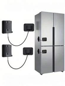 1 pieza Cerradura con contraseña para refrigerador y congelador, cerradura antirrobo para puerta de refrigerador, apta para refrigerador de cocina, cajones de gabinete, armario, ventanas, puertas - No se requieren herramientas ni perforación - Negro - Ver 2