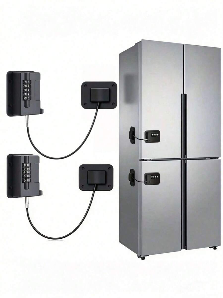 1 pieza Cerradura con contraseña para refrigerador y congelador, cerradura antirrobo para puerta de refrigerador, apta para refrigerador de cocina, cajones de gabinete, armario, ventanas, puertas - No se requieren herramientas ni perforación