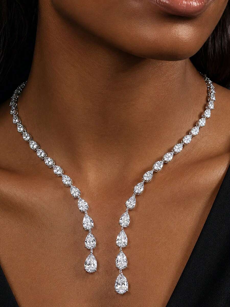 FAAABULS 1pc New Fashion Versatile Water Drop Open Collar Necklace Sexy Collarbone Chain - Geometry - View 1