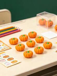 50/2 Packs, Pumpkin Shaped Erasers, Suitable For Halloween Baby Shower Party Favors, Baby Shower Return Gifts, Baby Shower Decorations, Baby Shower Supplies, Halloween Decorations, Fun Mini Erasers - Multicolor - View 5