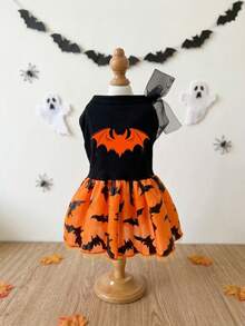 LUCKIE PAW 1pc Halloween Orange Bat Pattern Pet Dress, Physical Flea Prevention, Reduces Shedding, Insulated And Breathable, Suitable For Small And Large Dogs And Cats, Indoor And Outdoor Use - Multicolor - View 13