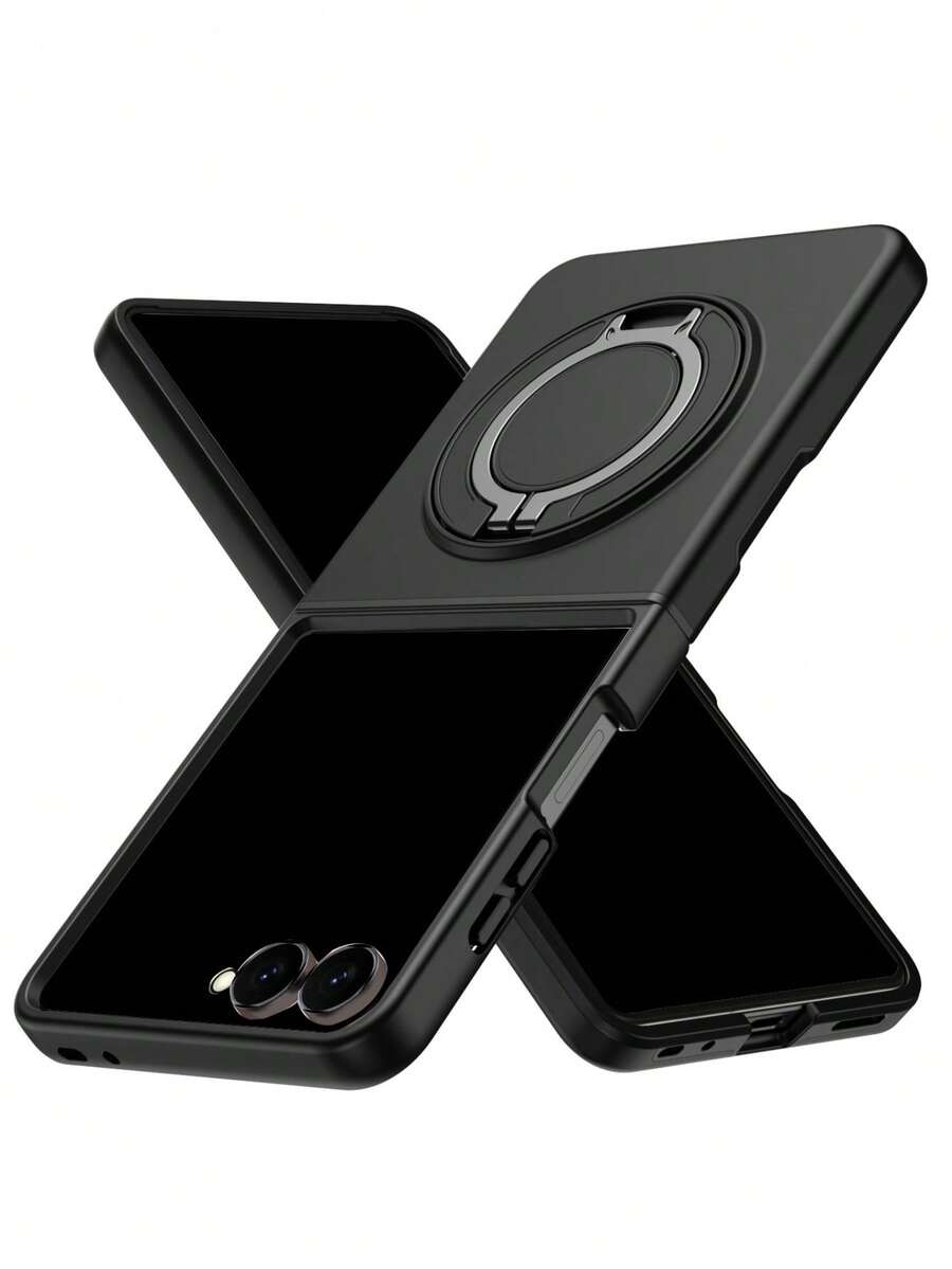 Shockproof 360 Degree Rotating Bracket Phone Case Compatible With Samsung Galaxy Z Flip8 ZFlip 7 5G Magnetic Wireless Charging Ring Holder Hard Protective Back Cover ﻿