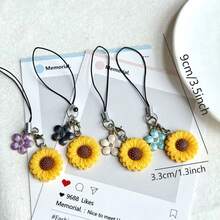 1pc Sunflower Phone Chain Pendant, Creative Small Accessory, Suitable As Gift, Universal Phone Charm, Creative Phone Chain Accessory, Universal USB Drive Exquisite Small Pendant, Gift For Best Friend And Friends - Multicolor - View 9