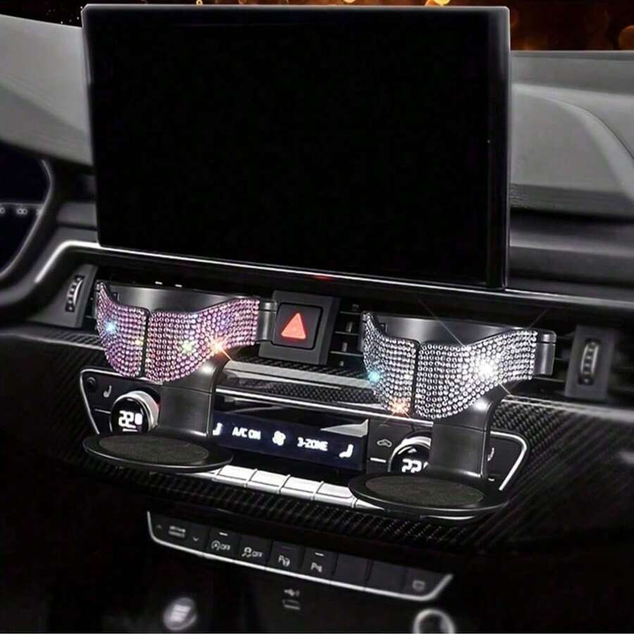 1pc Car Cup Holder, Rhinestone Crystal Car Air Vent Cup Holder, Beverage Cup Holder, Air Vent Ashtray Holder, Storage Rack - Rhinestone Cup Holder - View 1