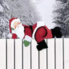 1pc 15.8" Realistic Christmas Santa Fence Peeker, Waterproof Fence Decoration For Christmas Outdoor Garden Yard Fence Decor - Multicolor - View 2