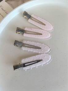 8件組時尚粉色系列精緻春季無縫髮夾，女款前額側瀏海夾，化妝定位髮夾，可愛髮飾 - 8件組粉紅色 - 查看 4