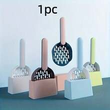 1pc Plastic Cat Litter Scoop, Hollow Mesh Cat Litter Scoop, Durable Pet Cleaning Tool, Suitable For Cat Litter Box - Multicolor - View 1