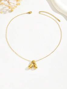 VceTd 1/2PCS Fashion Style Colorful Asymmetric Beaded Necklace/Bubble Shaped Letter Pendant Necklace Stainless Steel Women Necklace Set Suitable For Women Daily Wear Or Party Or Vacation Or Holiday Gift - Yellow Gold - View 7