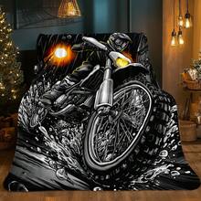 Motorcycle Rider Art Plush Blanket Retro 70s Groovy Printed Throw Blanket – Durable Anti-Pill Fabric - Multicolor - View 3
