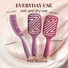 Ventilated Curved Detangling Hair Brush, Fast Drying Hollow Comb With Ergonomic Handle, Heat Resistant Anti-Tangle Brush For Wet Dry Straight Curly Hair, University Essentials, Autumn Hair Tools, Christmas Decorations, Halloween Decorations - Multiple Styles - View 4