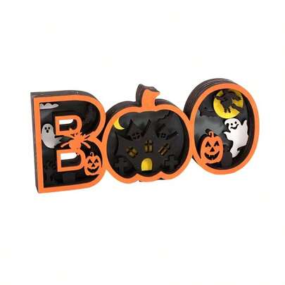 ديكور خشبي هالوين Boo إبداعي، زينة شبح 31، حرفة خشبية على شكل قرع هالوين للزينة