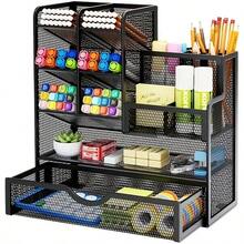 Iron Art Large Capacity Multi-Layer Office Desk Stationery Storage Box For Student Learning Supplies - Multicolor - View 1