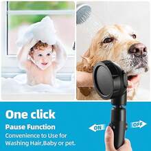 High Pressure, 3-Settings Handheld Showerhead With ON/Off Full Shutoff Push Button And Switch To Control Flow, Angle-Adjustable Water Saving Body Sprays - Matte Black - View 3