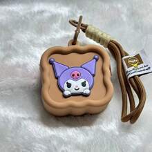 SANRIO 1pc Random Color Cartoon Curly Dog Wave Silicone Earphone Storage Bag With Lanyard, Bluetooth Earphone Protective Case, Data Cable Charging Cable Storage Box, Girly Portable Digital Storage Pouch, Student Commute Car Storage Creative Gift - One Size-1PC - View 9