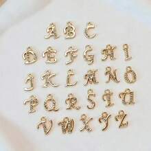 26Pcs A-Z Gold Letter Charms, Includes Full Rhinestone Letter Charms, Jewelry Making Supplies Pendants, Practical Alphabet Charm Pendants - Script Letter Pendant - View 6