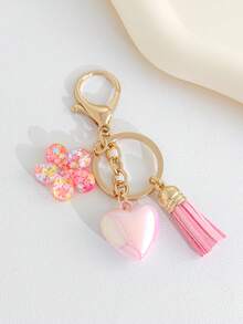New Demon Eye Pink Heart Resin Keychain Flower Pendant DIY Bag Charm Decoration Best Friend Women's Keychain Gift - Multicolor - View 4