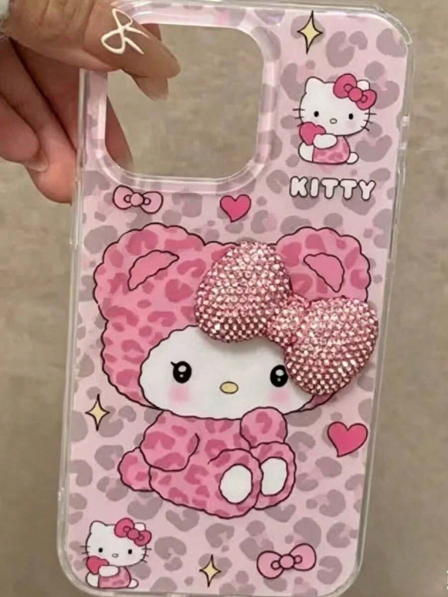 Sanrio 卡通蝴蝶結 Hello Kitty 蘋果 16 Pro Max 手機殼,粉色女孩保護殼,相容 iPhone 17/15 Pro Max/14/13/12,全包覆 - 彩色 - 查看 1