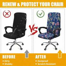 1pc Stretchable Office Chair Cover With Zipper, Durable Soft Computer Desk Chair Cover, Printed Universal Office Computer Chair Cover, Removable Washable Dust-Proof Elastic Protective Cover With Zipper, Splash-Proof Solid Color Computer Office Chair Cover, Sofa Cover - Multicolor - View 7