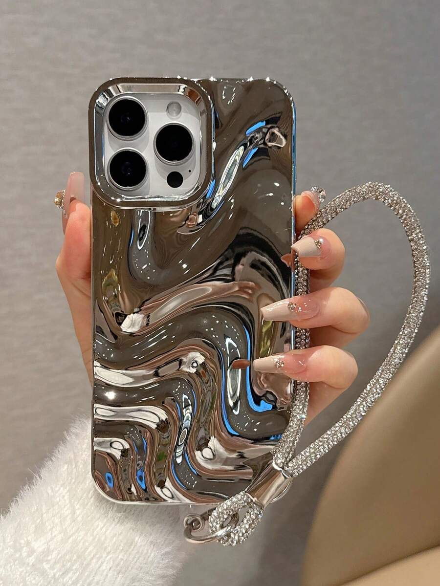 1件 極簡優雅電鍍 3D 水波紋設計手機殼，適用於 iPhone 11、13、12、14、13 Pro Max、14 Pro Max、15、15 Pro、15 Pro Max、16、16 Pro、16 Plus、16 Pro Max、17、17 Pro、17 Air、17 Pro Max
