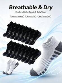 6/12 Pairs Unisex Sports Socks, Breathable Moisture-Wicking Non-Slip Comfortable Ankle Socks - Multicolor - View 2