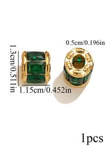 1 Buah Manik-Manik Silinder Lubang Besar Stainless Steel Berlapis Emas 18K dengan Manik-Manik Spacer Rhinestone untuk Gelang dan Kalung, Kit Pembuatan Perhiasan DIY - titisan - View 11