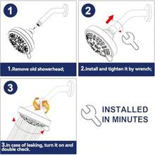 High Pressure Shower Head, 7-Spray Mode Adjustable Showerhead With 4-Inch Round Head, High Flow Handheld Shower For Low Water Pressure, Easy Install And Clean Round - Black - View 5