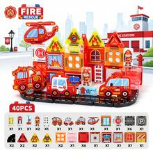 Mini Magnetic Tiles Colorful Window Traffic Engineering Fire Theme Children's Educational Building Blocks Toy, Travel Portable Mini Magnetic Tiles Fire Combination Educational Assembly Blocks For Boys And Girls - Multicolor - View 7