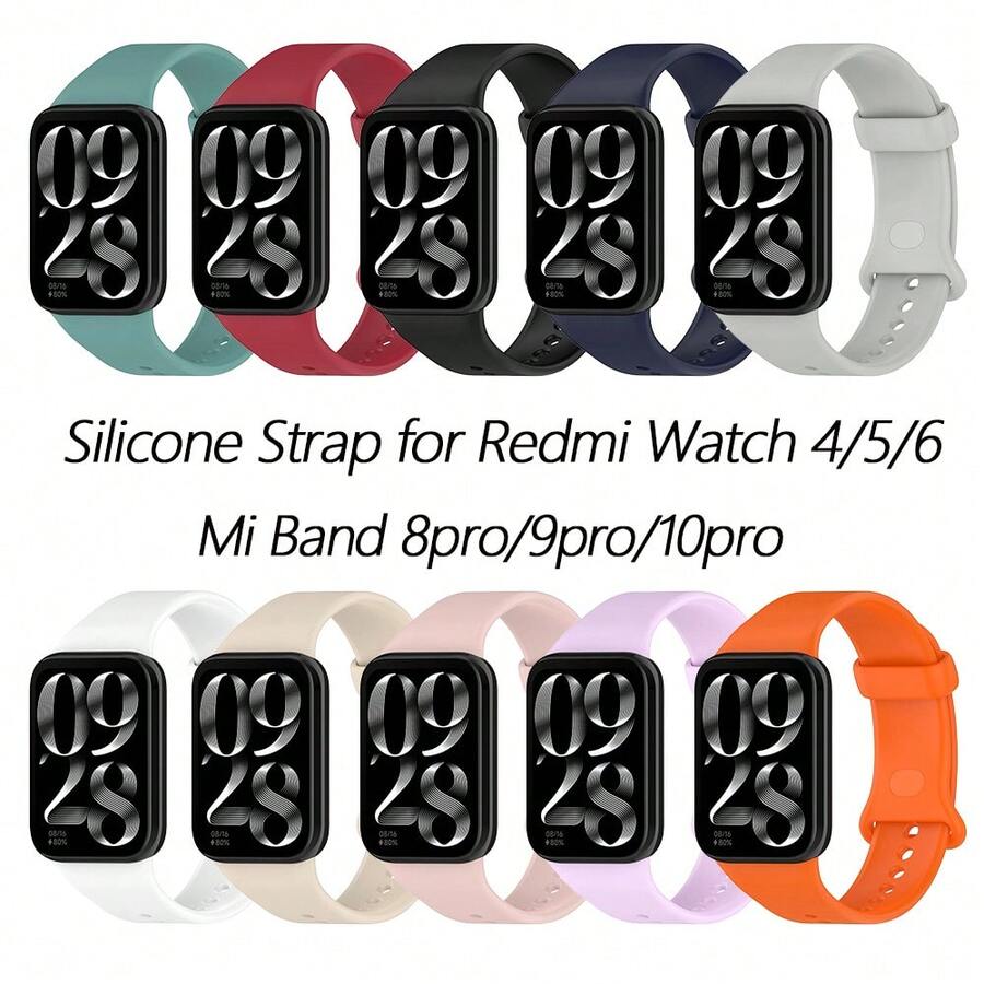 矽膠手錶錶帶,適用於 Redmi Watch 4/5/6 智慧手錶,錶帶配件替換,相容於 Band 10 Pro/9 Pro/8 Pro - 均碼 - 查看 1
