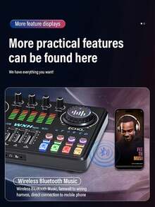 Papan Suara Podcast - Papan Mixer DJ Musik XLR 48V, Dj20 | Daya Phantom 48V, Port XLR untuk Mikrofon, Antarmuka Audio Instrumen, Bluetooth, untuk Streaming , Laptop, Komputer - DJ20 Podcast Mixer - View 6