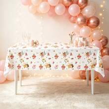 1/3Pcs Fairy Mushroom Disposable Tablecloth, Floral Butterfly Elf Rectangular Plastic Table Cover, Enchanted Garden Themed Table Cloth For Fairy Party, Afternoon Botanical Tea Party, Whimsical Garden Celebration Decor Supplies - Fairy Floral Tablecloth - View 3